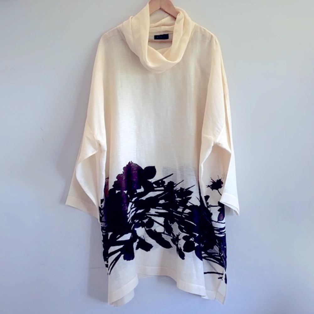 Rare Eskandar Abstract Floral Linen Silk Tunic